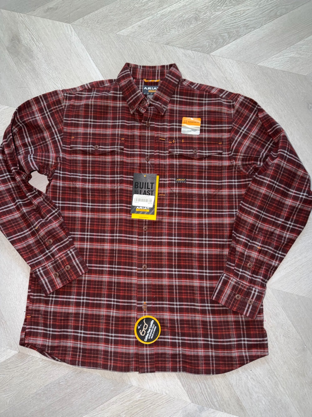 Ariat Men's Burgundy Plaid Button-Down Shirt